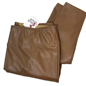 Perfectly Priscilla Caramel Faux leather pants